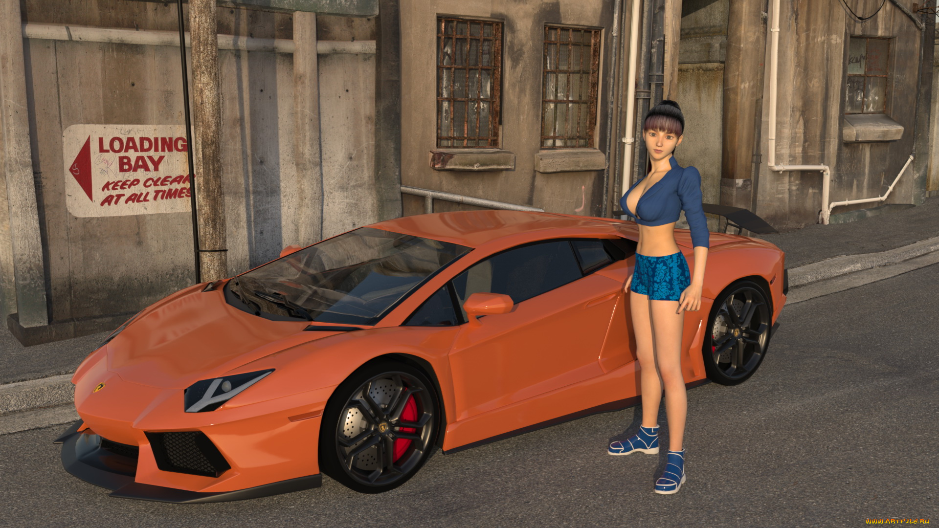 автомобили, 3d, car&girl, девушка, автомобиль