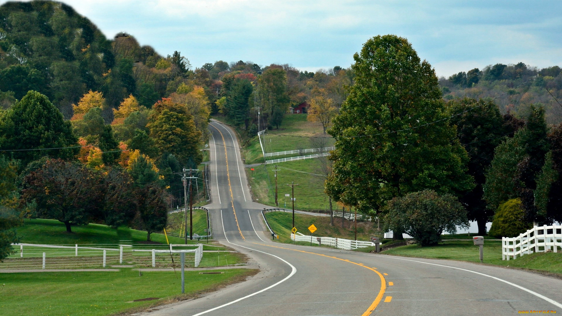 природа, дороги, шоссе, деревья