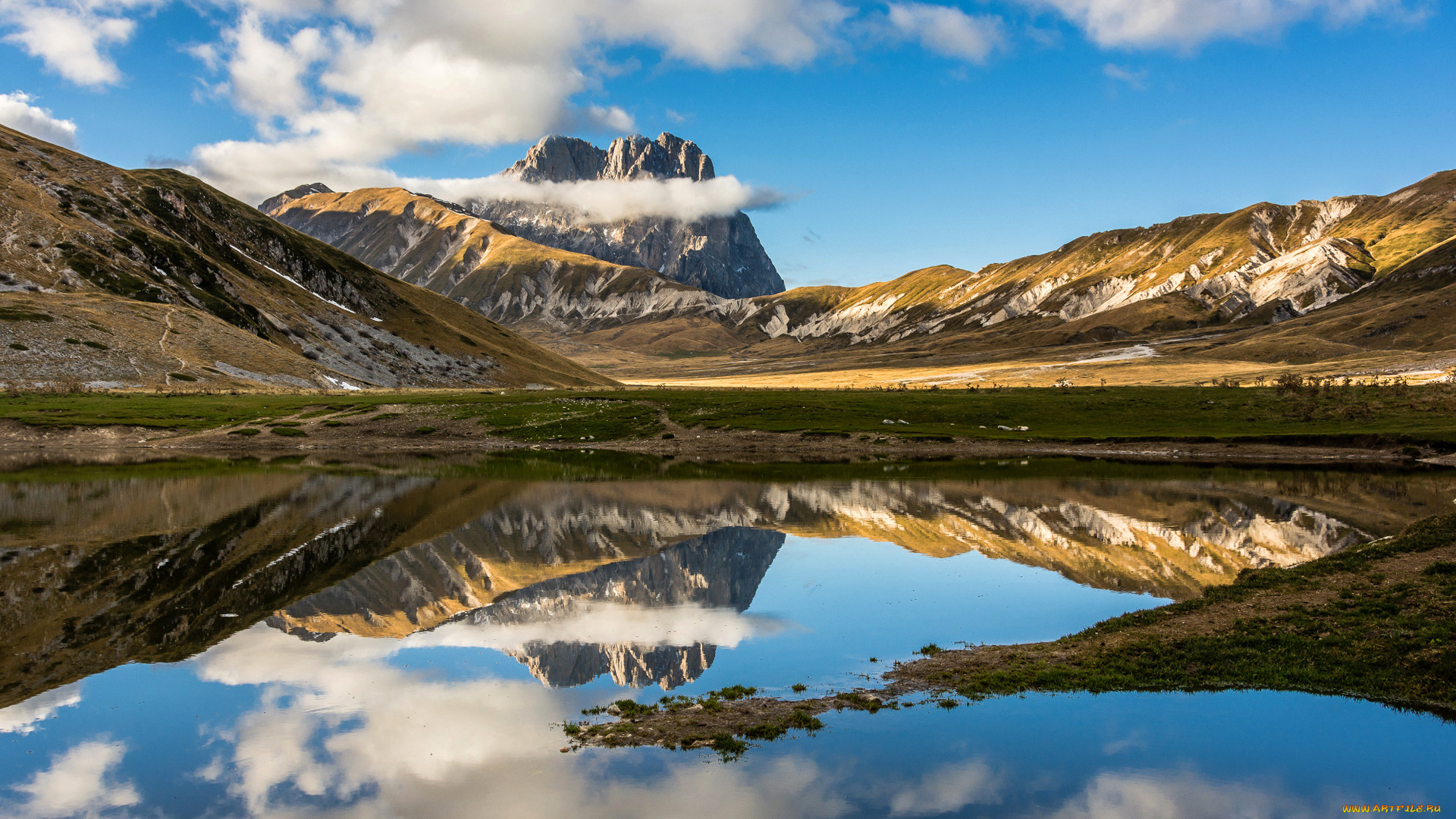 природа, реки, озера, озероп, облака, горы, небо