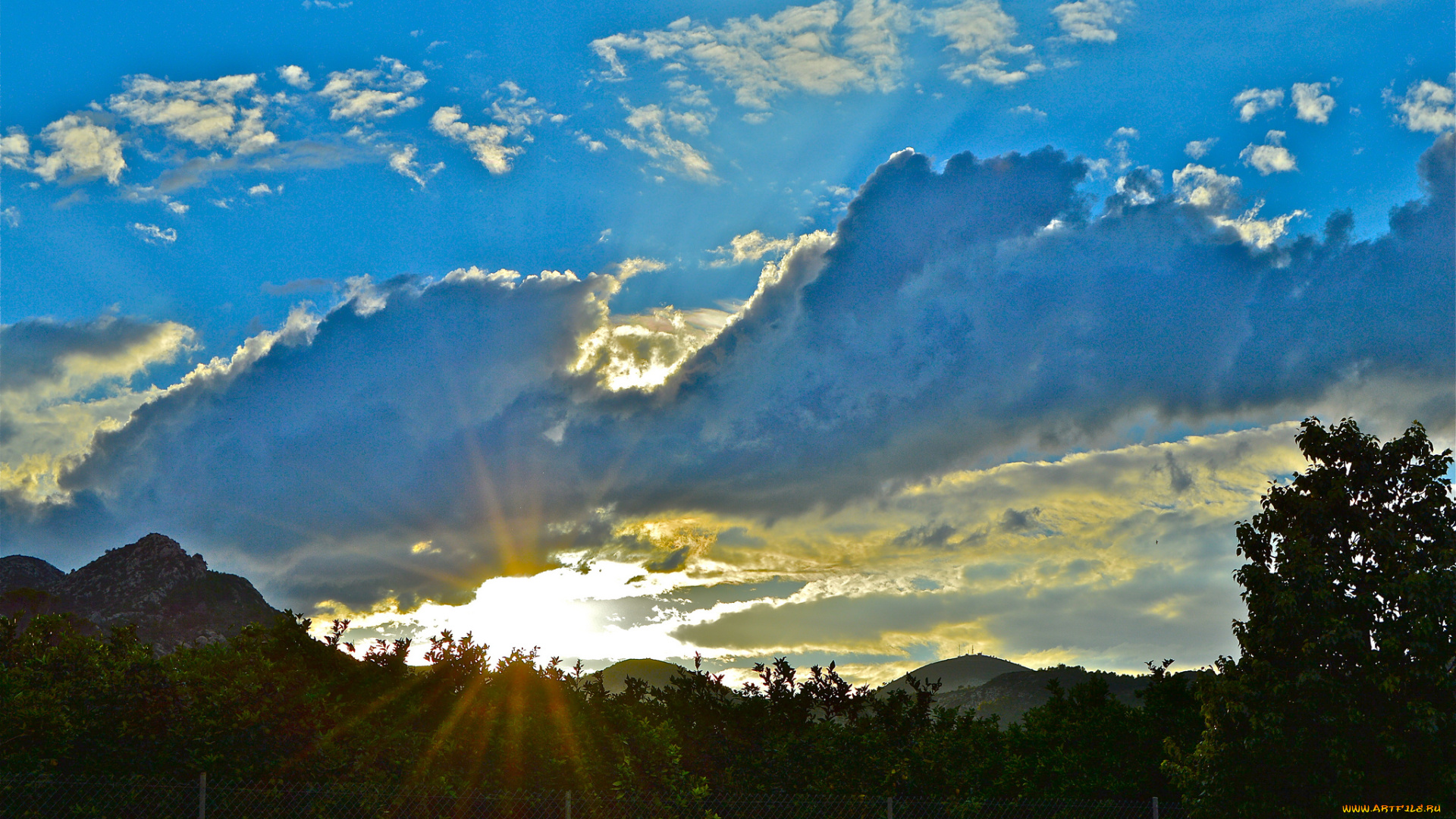 природа, восходы, закаты, небо, лучи, облака, солнце, восход