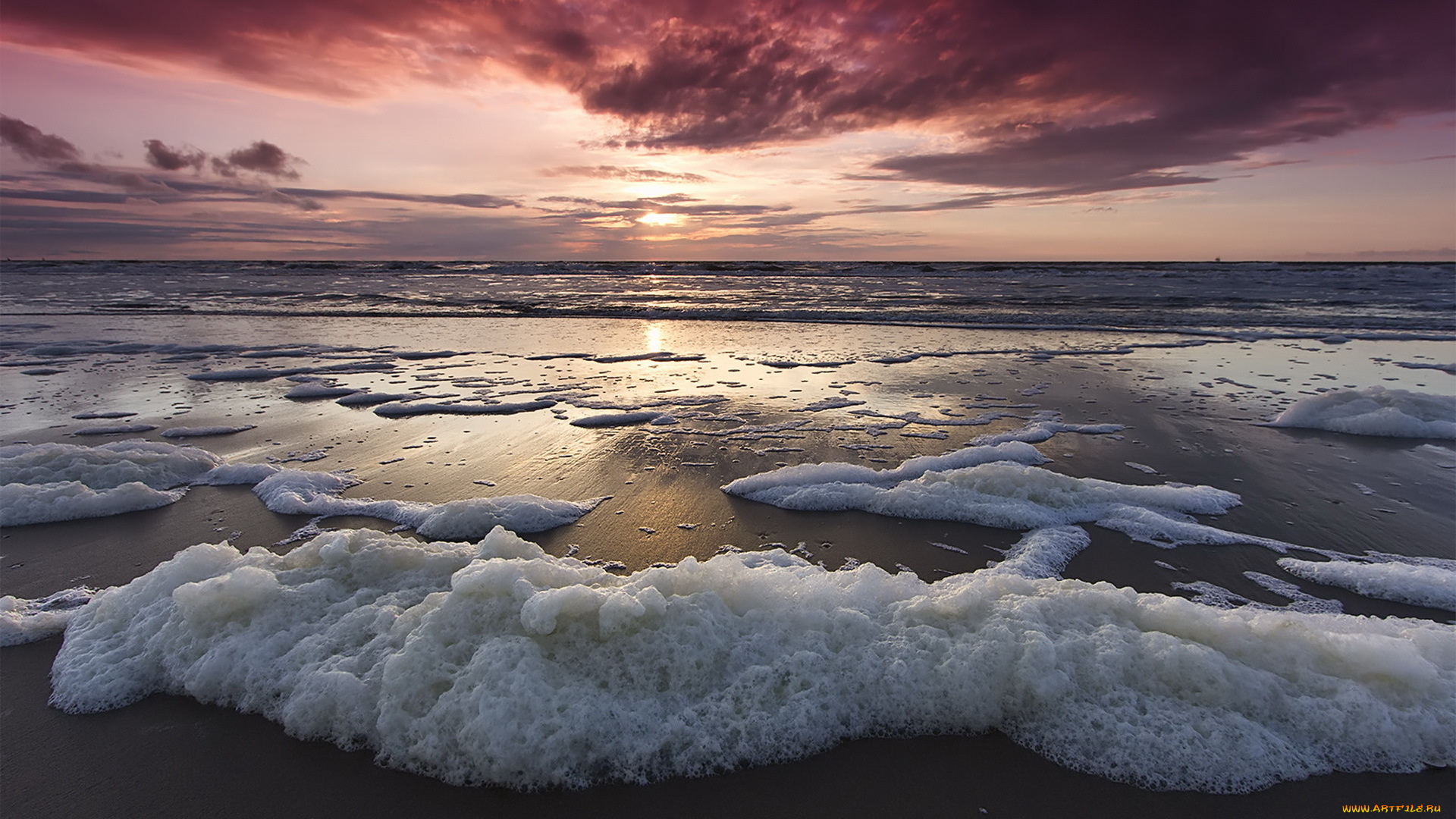 природа, восходы, закаты, закат, волны, море