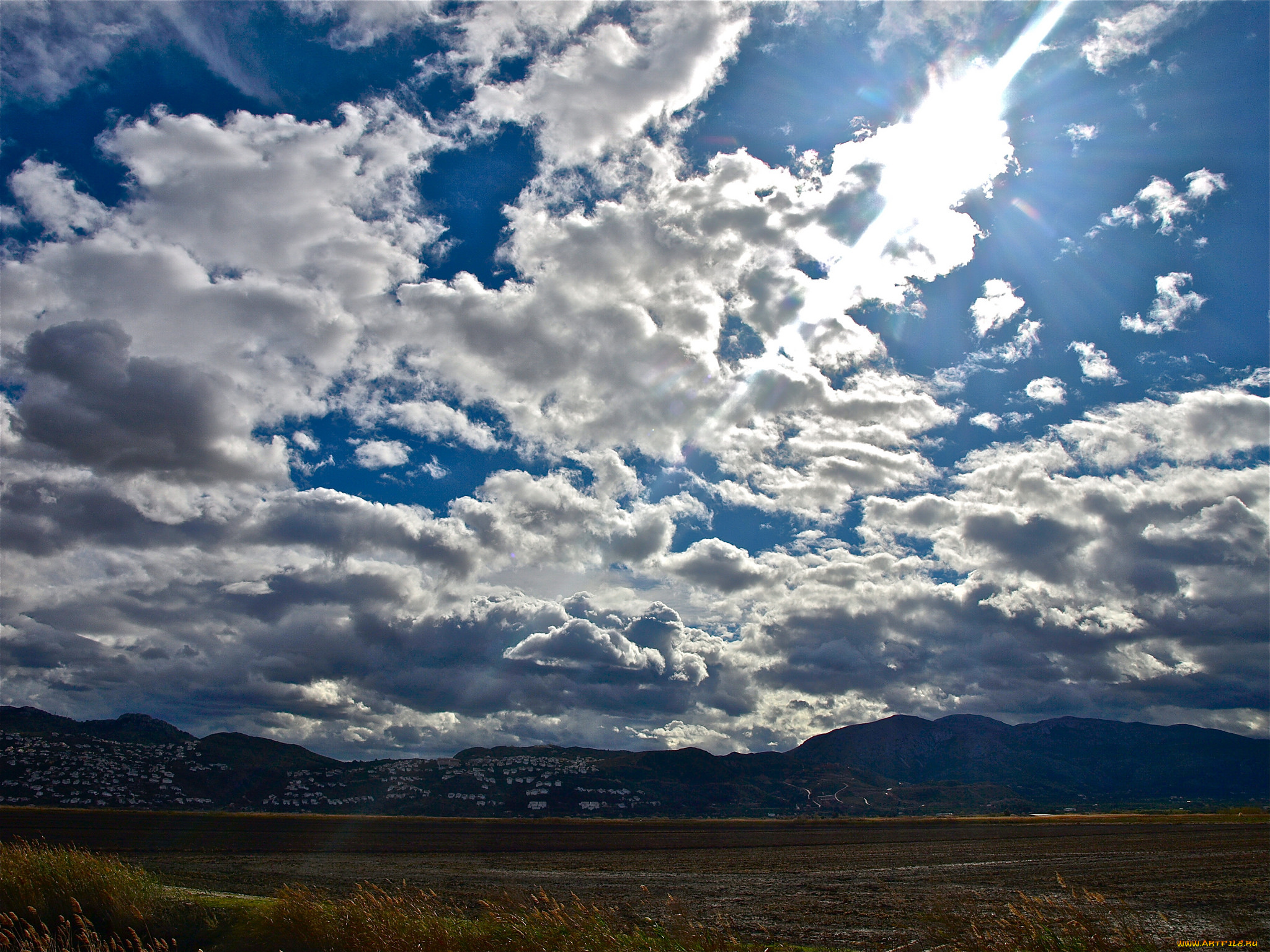 природа, облака, солнце, небо