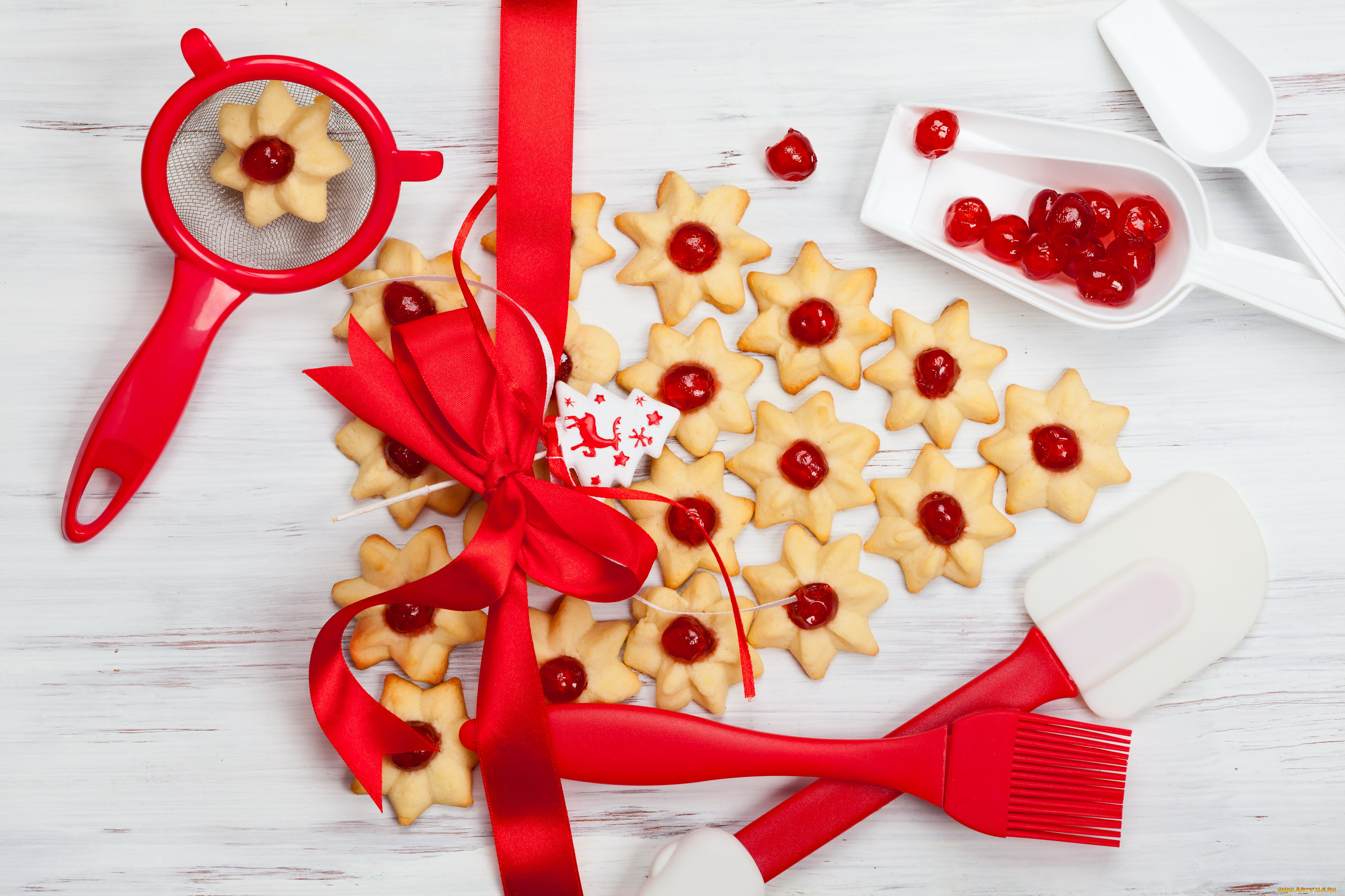 еда, пирожные, , кексы, , печенье, красный, печенье, бант, лента