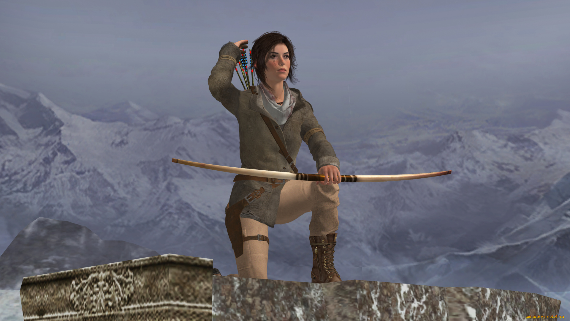 3д, графика, амазонки, , amazon, фон, лук, взгляд, девушка