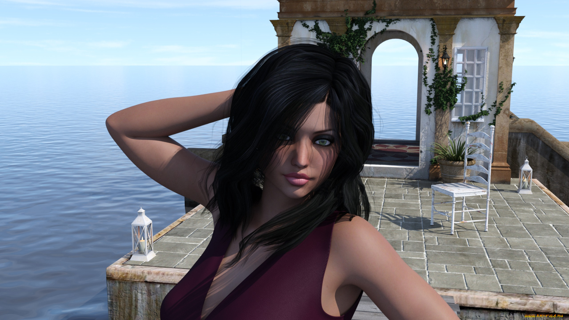 3д, графика, портрет, , portraits, взгляд, девушка, фон