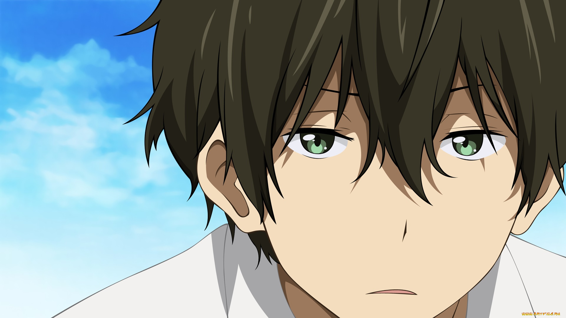 аниме, hyouka, парень, взгляд, фон