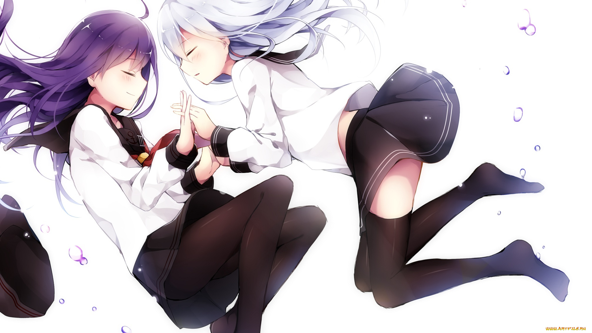 аниме, kantai, collection, девушки, взгляд, фон