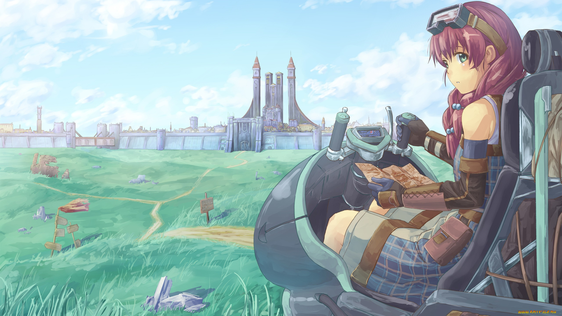 аниме, оружие, , техника, , технологии, девушка, взгляд, фон