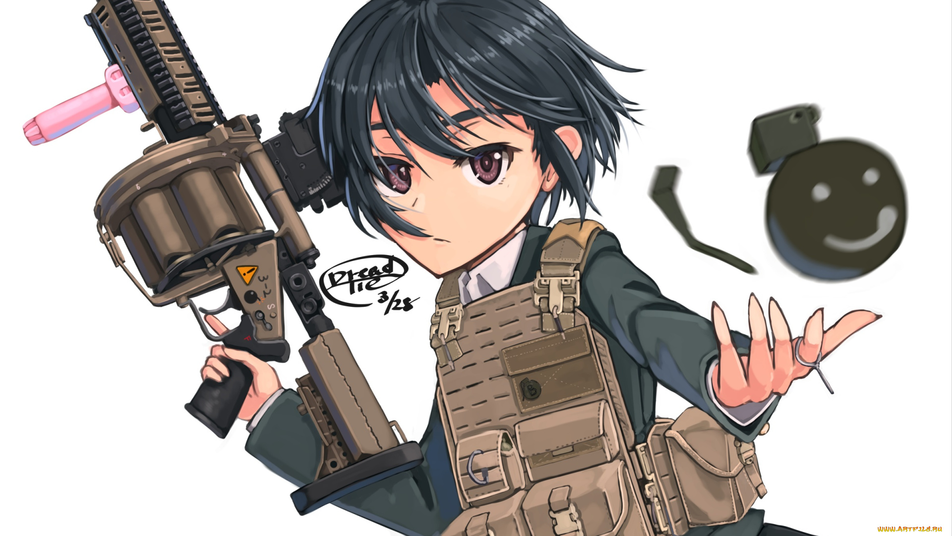 аниме, оружие, , техника, , технологии, dreadtie, девочка, арт