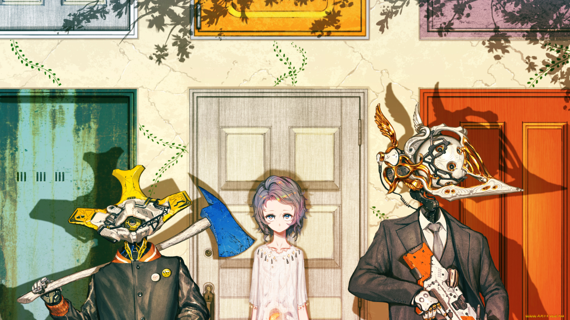 аниме, оружие, , техника, , технологии, роботы, девочка, арт, asgr