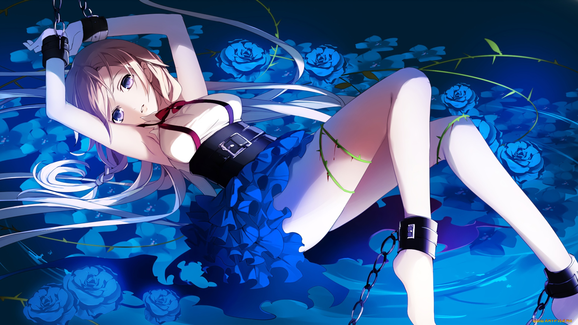 аниме, vocaloid, девушка, взгляд, фон