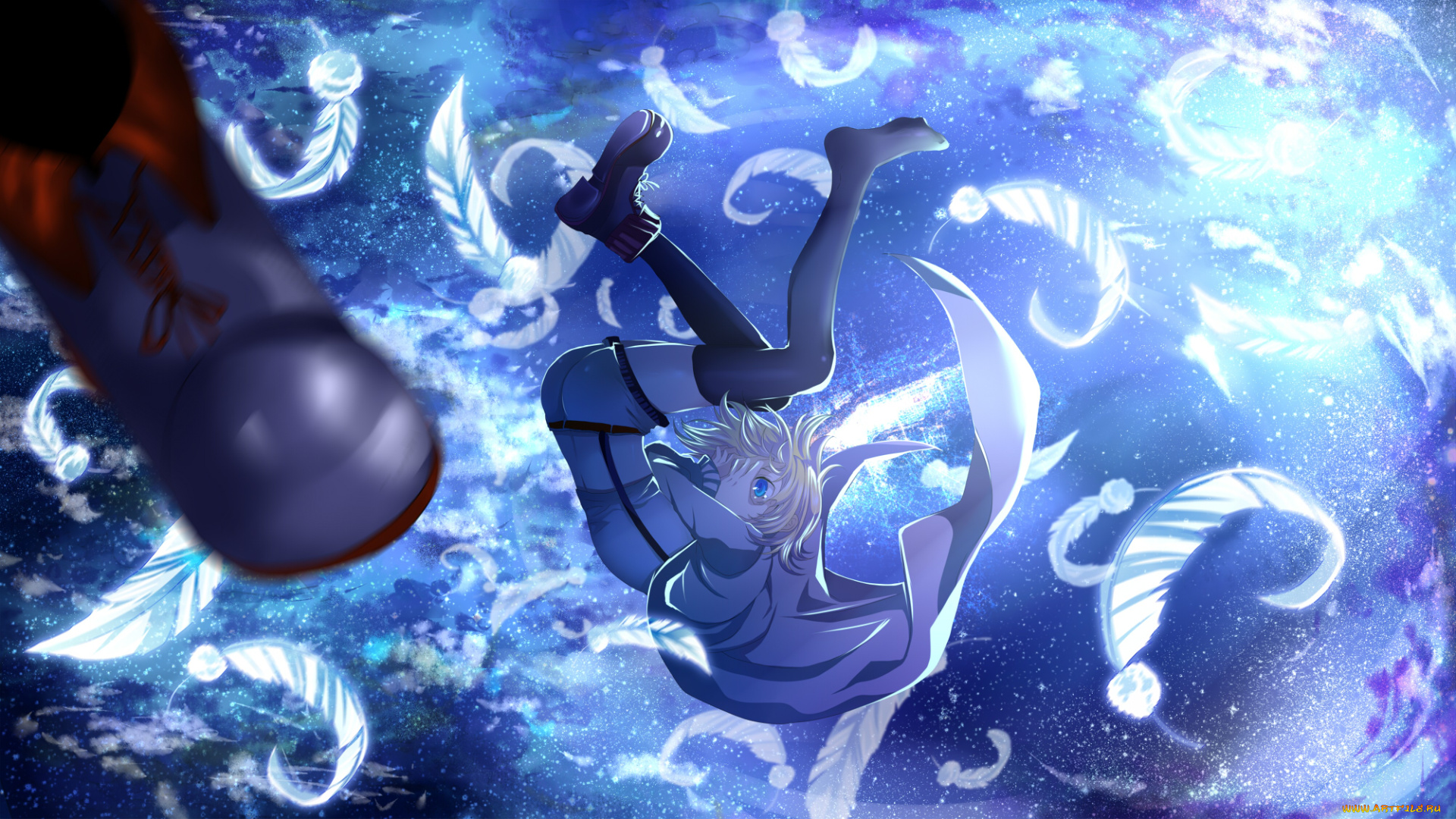 аниме, vocaloid, девушка, взгляд, фон