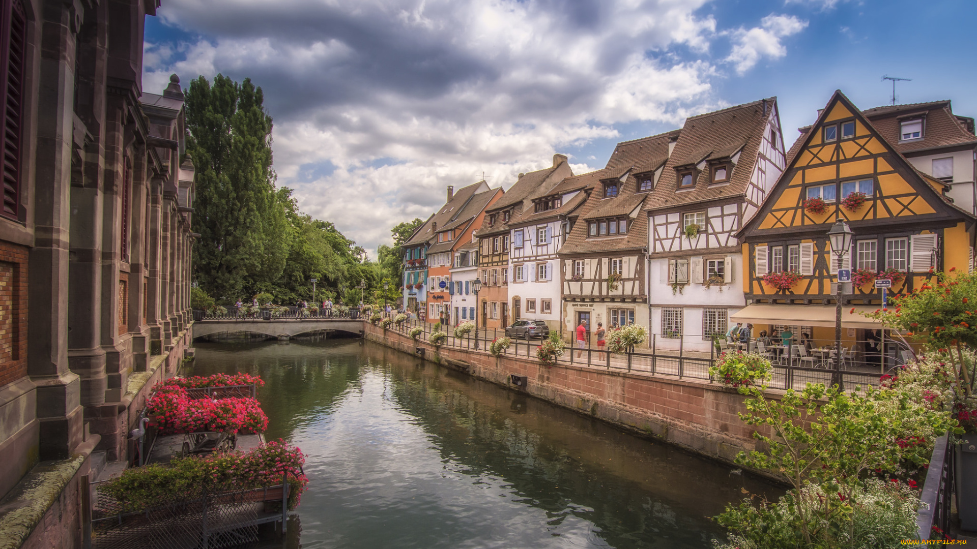 colmar, , france, города, -, улицы, , площади, , набережные, дома, мост, река