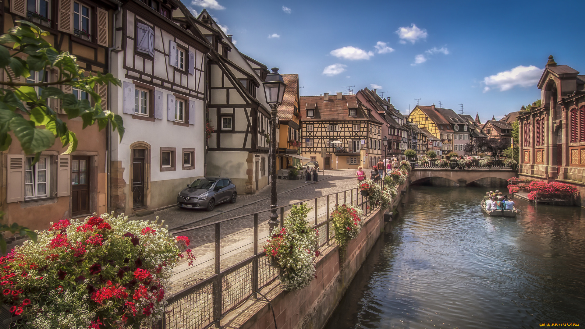 colmar, , france, города, -, улицы, , площади, , набережные, дома, мост, река