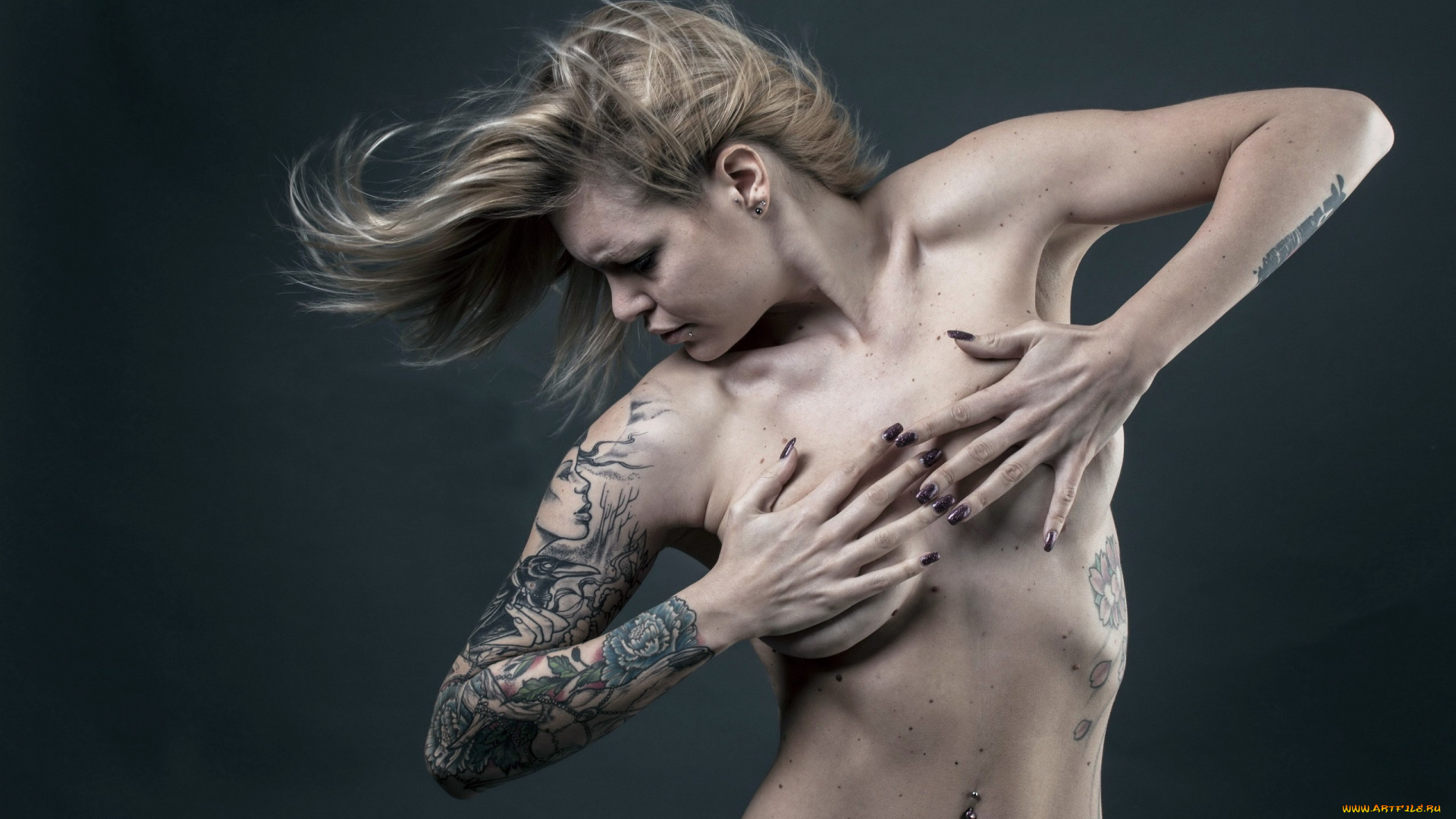 девушки, -unsort, , блондинки, девушка, поза, фон, тату