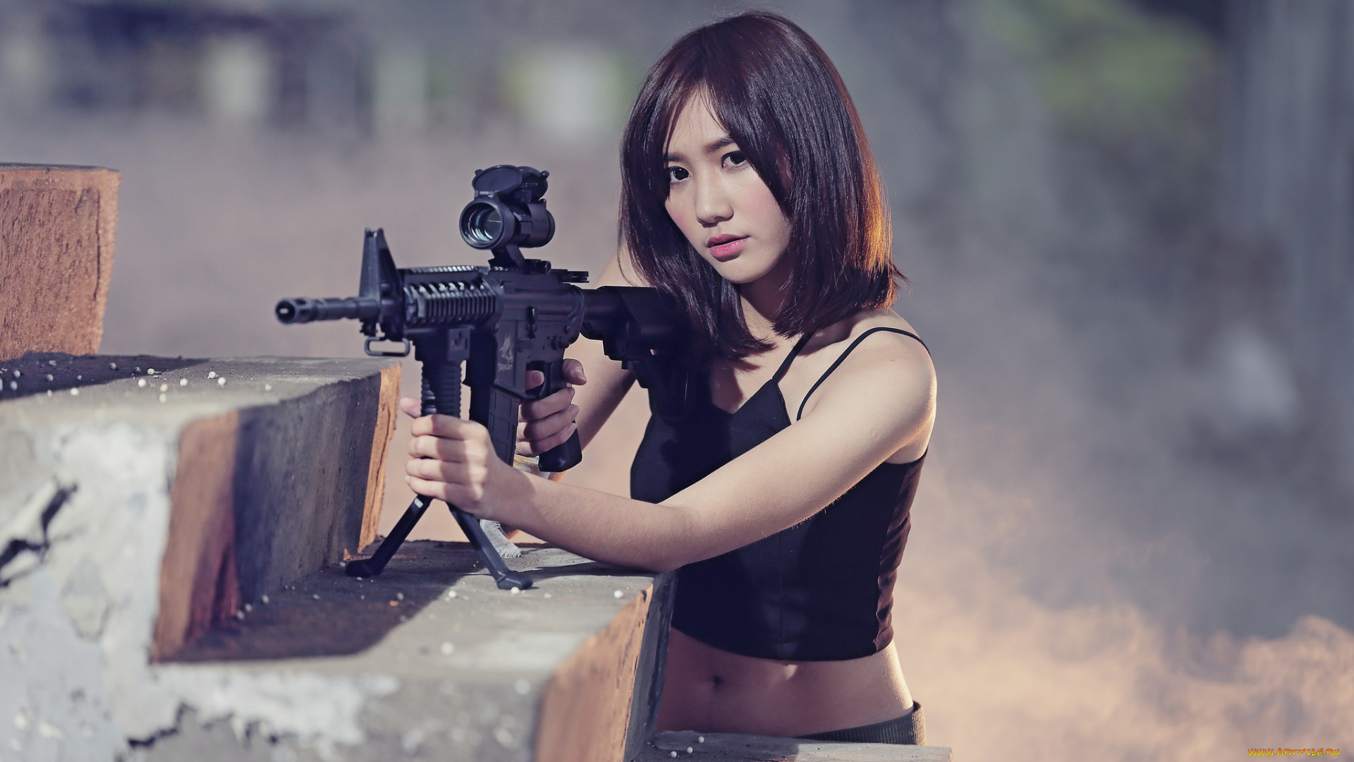 девушки, -unsort, , девушки, с, оружием, азиатка, девушка, оружие