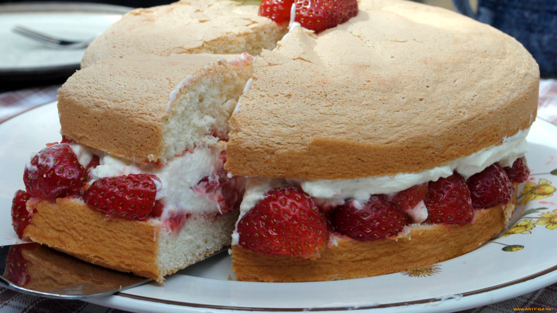 еда, торты, клубника
