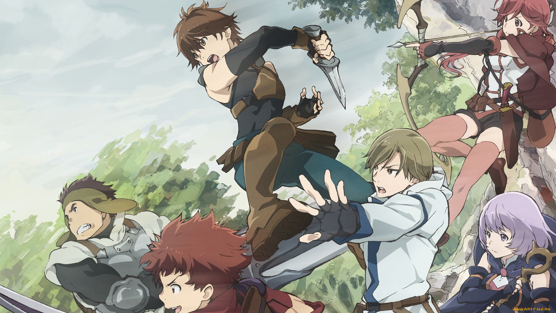 grimgar, imagination, and, ash, аниме, hai, to, gensou, no, grimgar, девушки, взгляд, фон, парни