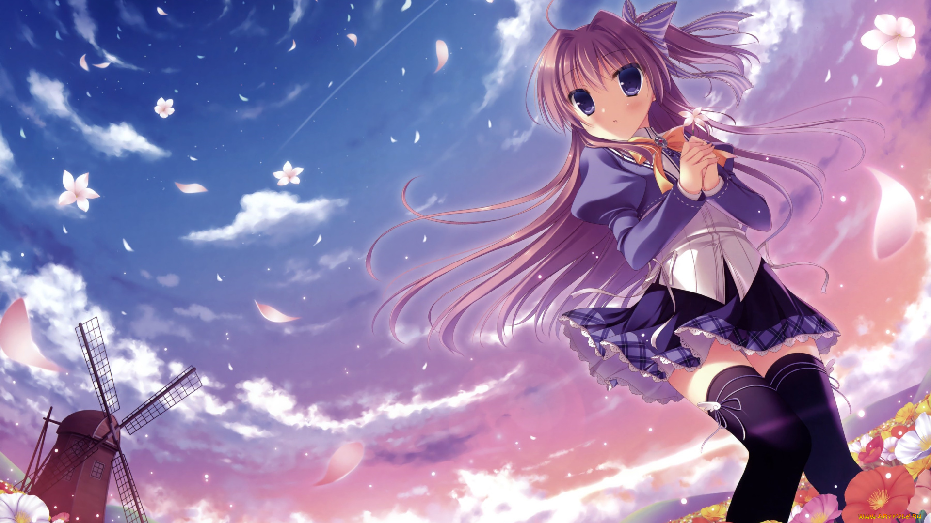 kimi, e, okuru, sora, no, hana, аниме, unknown, , другое, фон, взгляд, девушка