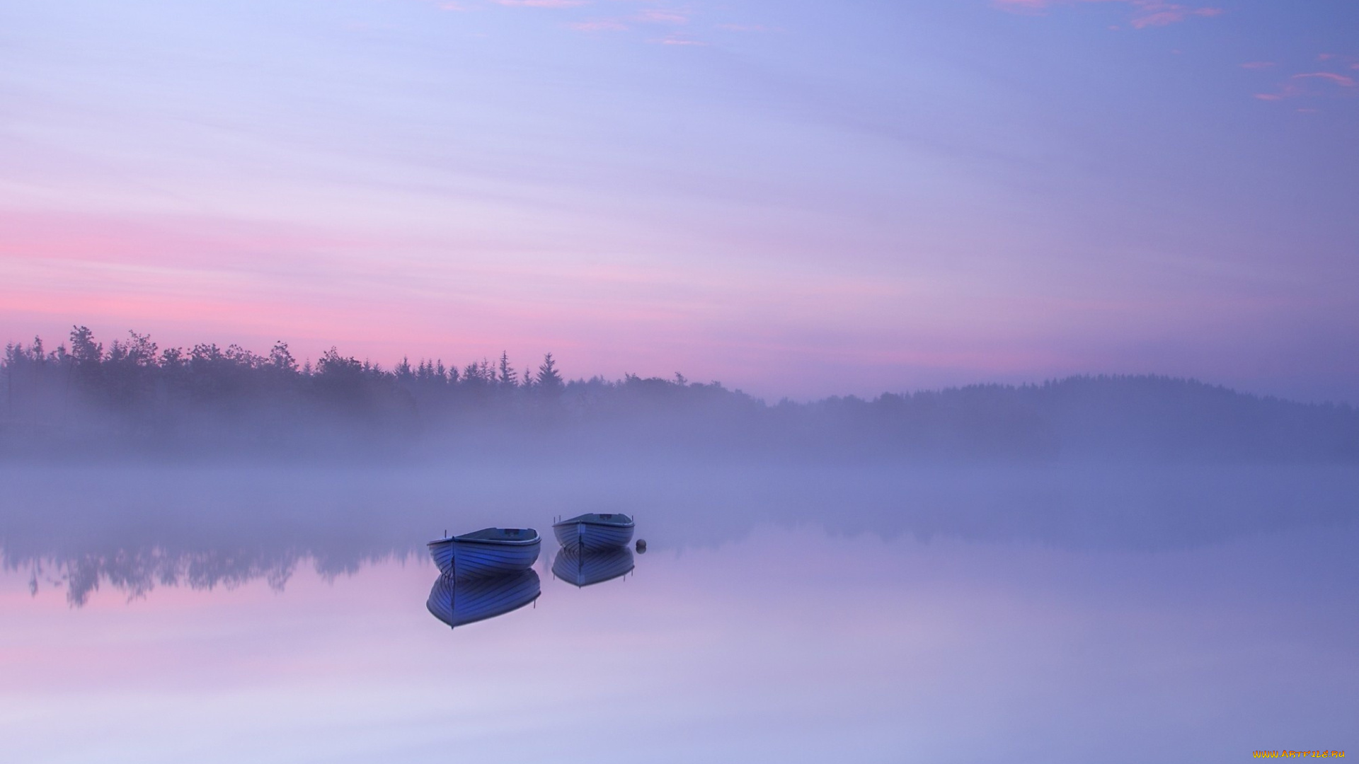корабли, лодки, , шлюпки, отражение, озеро, туман, деревья