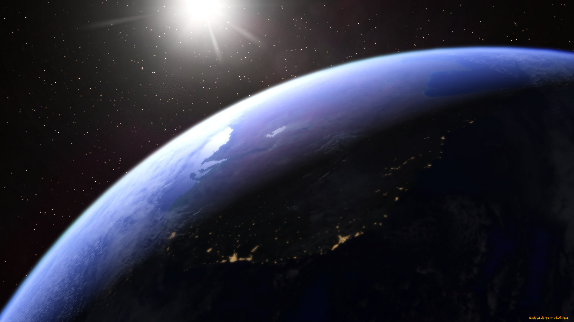 космос, земля, поверхность, свет