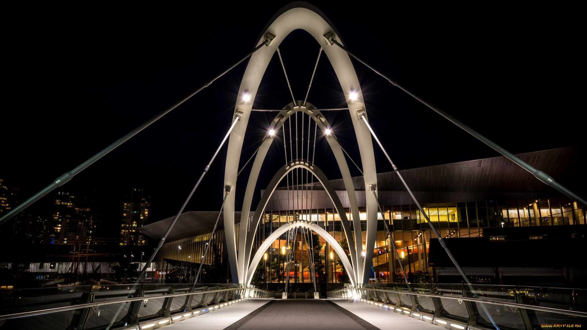 melbournes, seafarers, bridge, города, мельбурн, , австралия, ночь, мост, огни