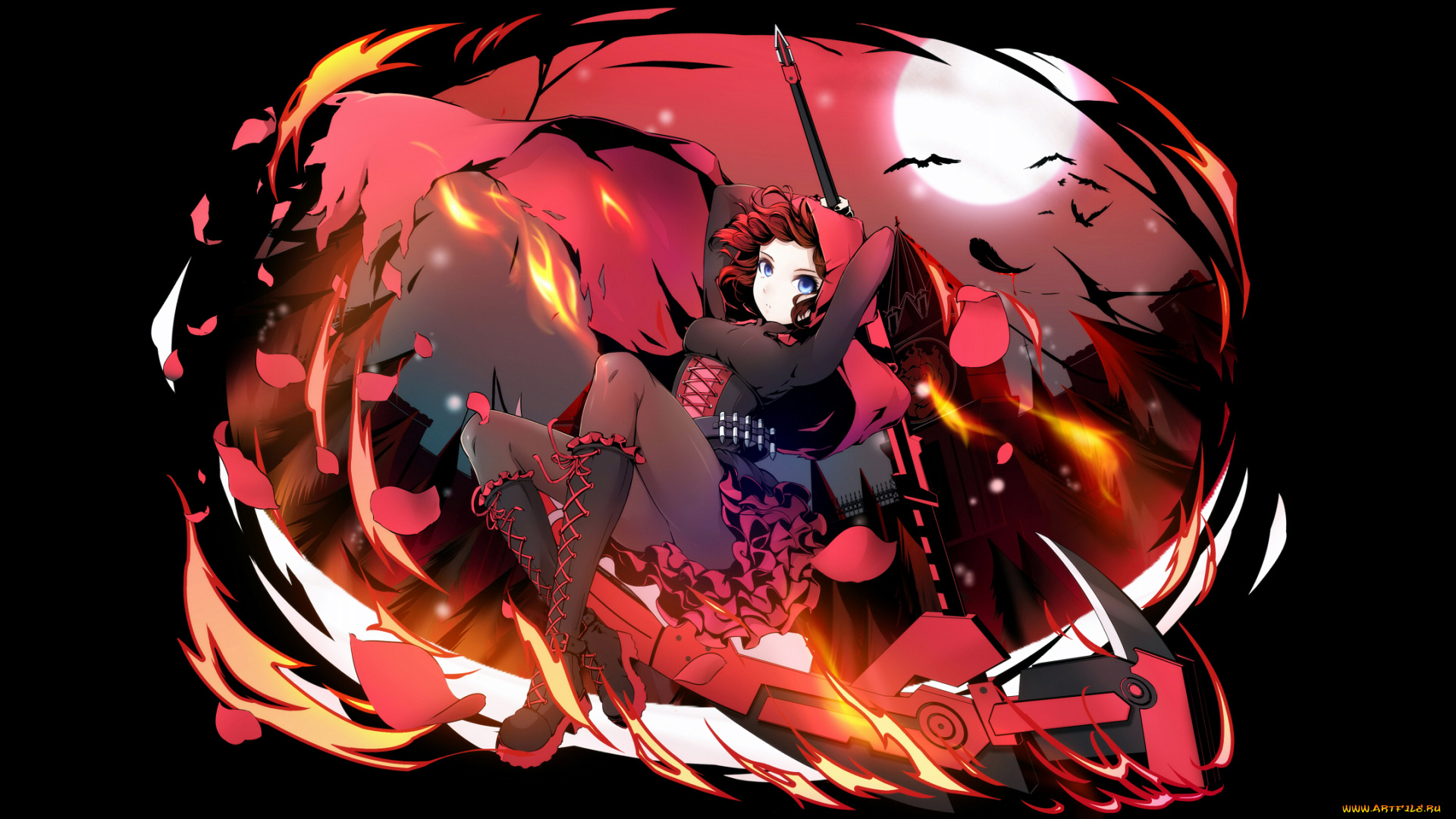 red, , white, , black, аниме, rwby, фон, взгляд, девушка