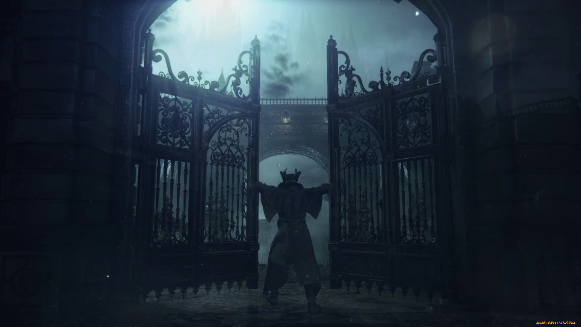 видео, игры, bloodborne, мужчина, ворота