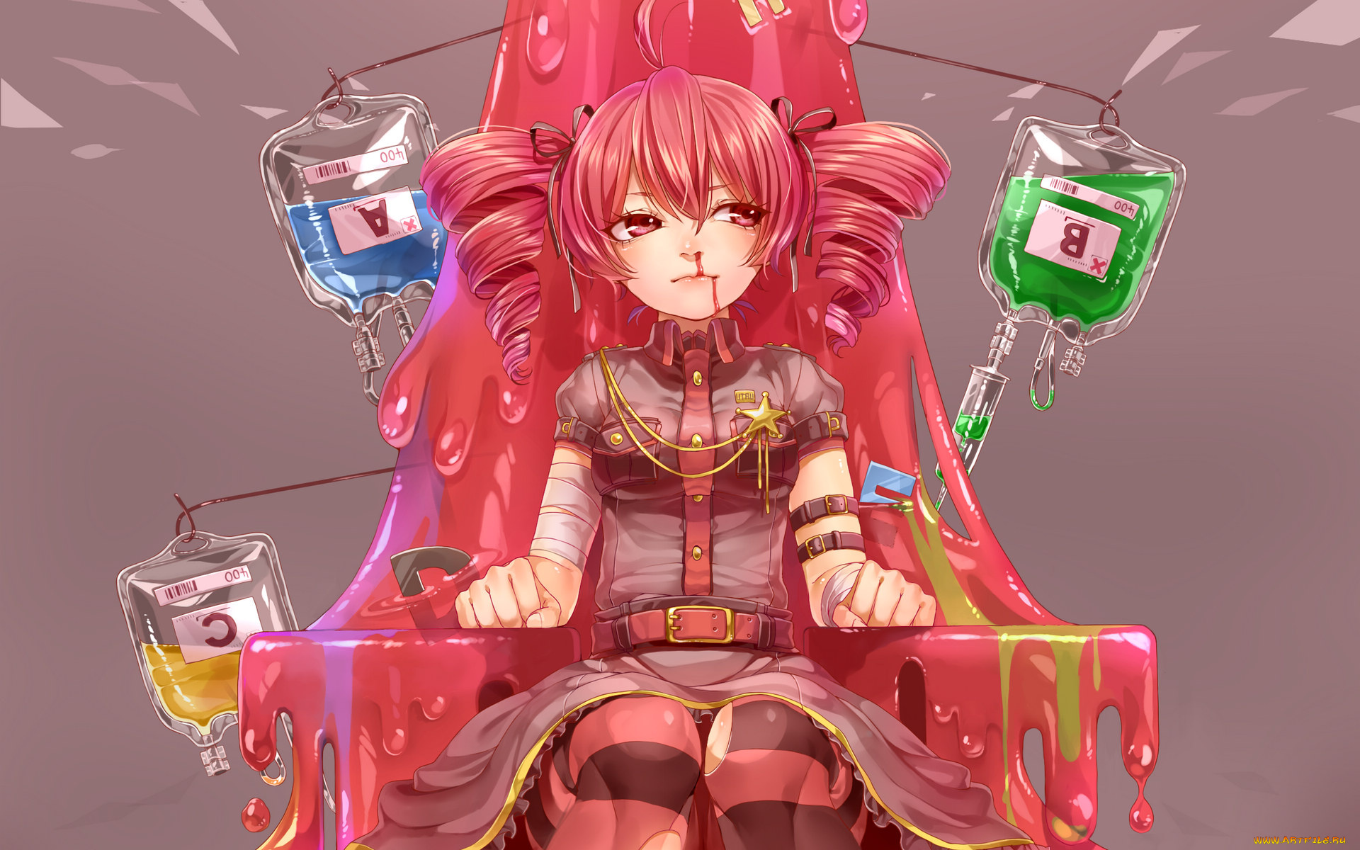 аниме, vocaloid, девушка, взгляд, фон