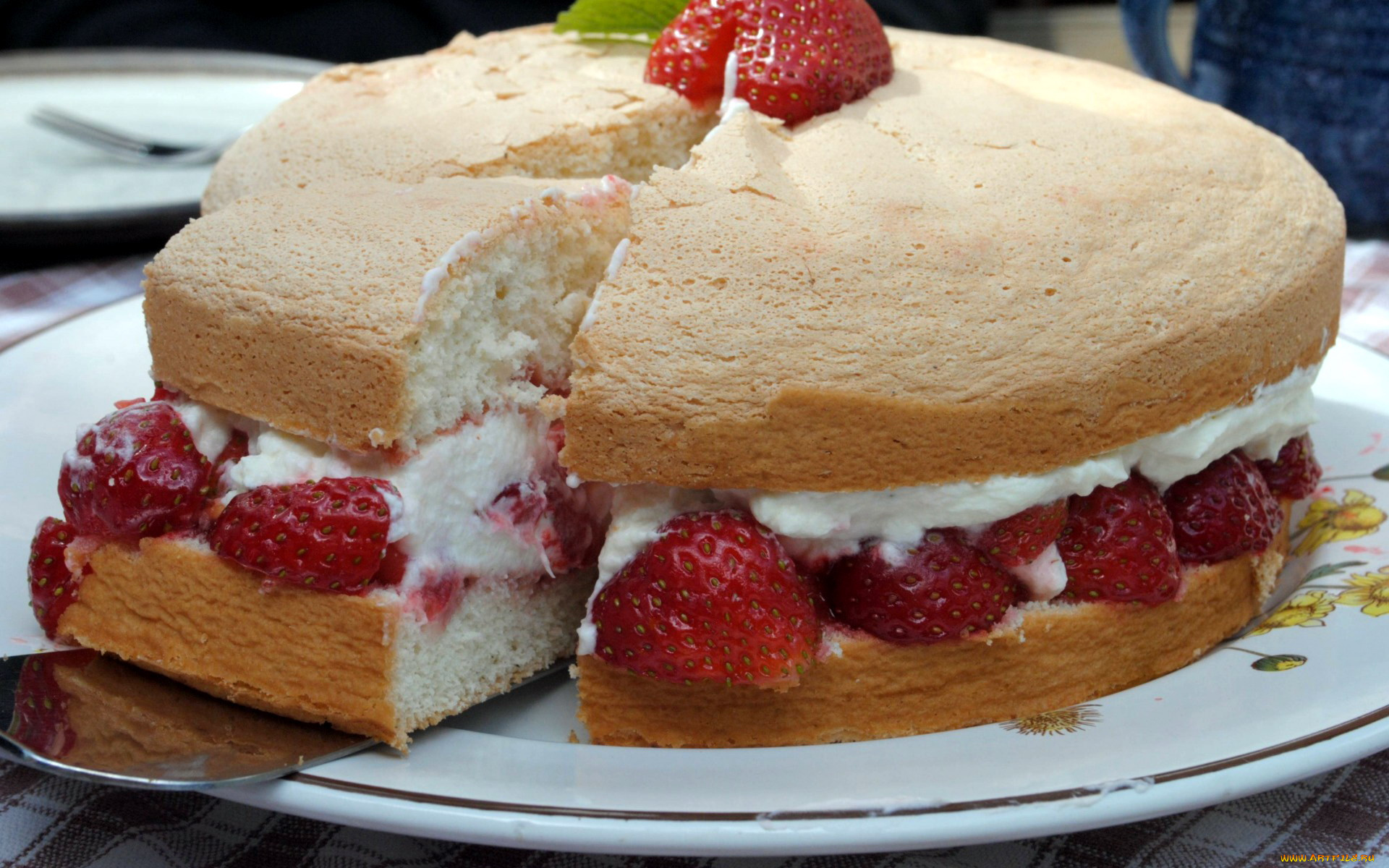 еда, торты, клубника