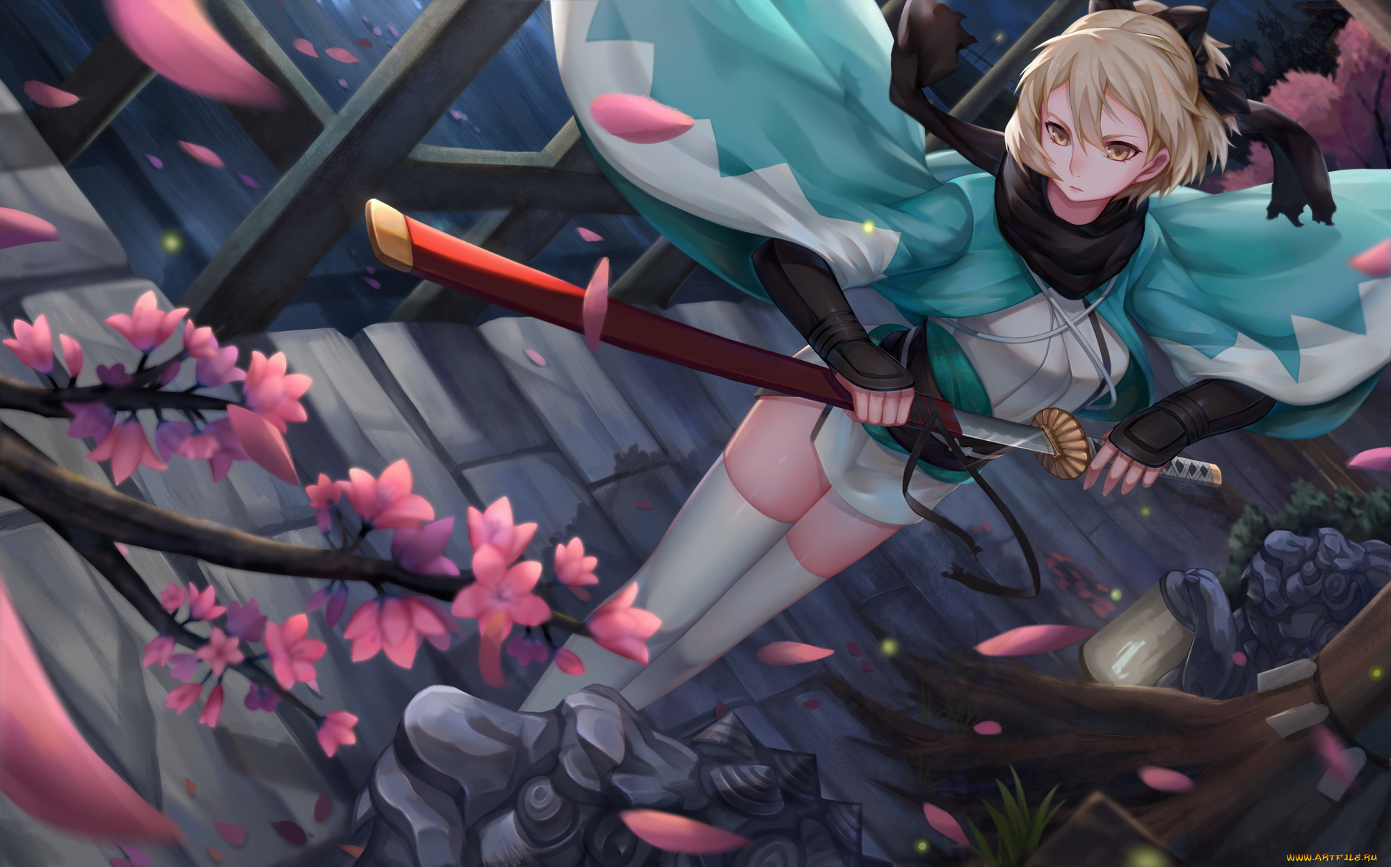 аниме, fate, stay, night, девушка, взгляд, фон