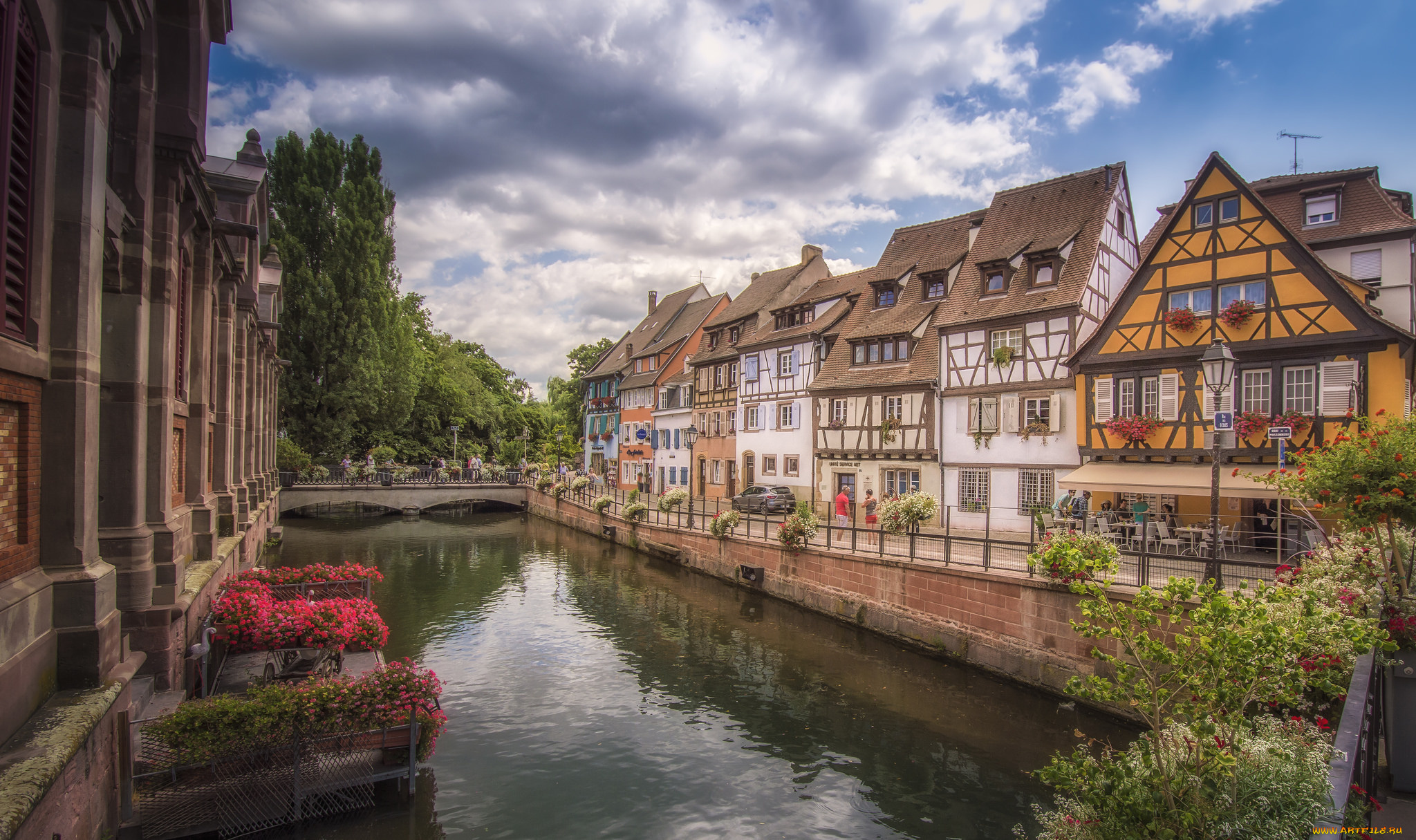 colmar, , france, города, -, улицы, , площади, , набережные, дома, мост, река
