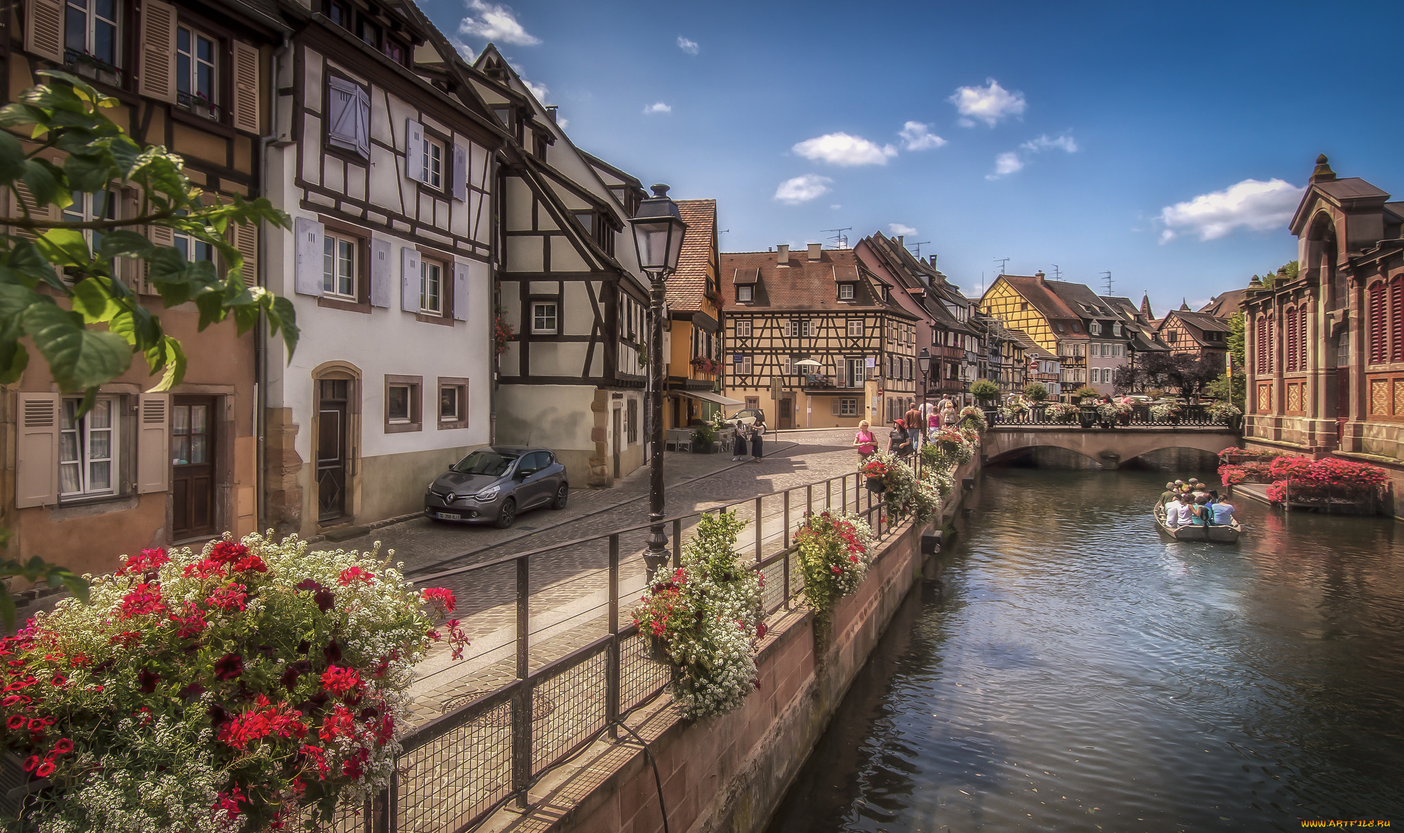 colmar, , france, города, -, улицы, , площади, , набережные, дома, мост, река