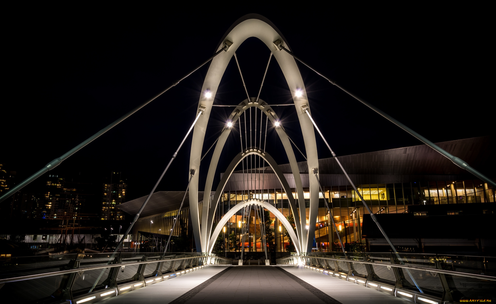 melbournes, seafarers, bridge, города, мельбурн, , австралия, ночь, мост, огни
