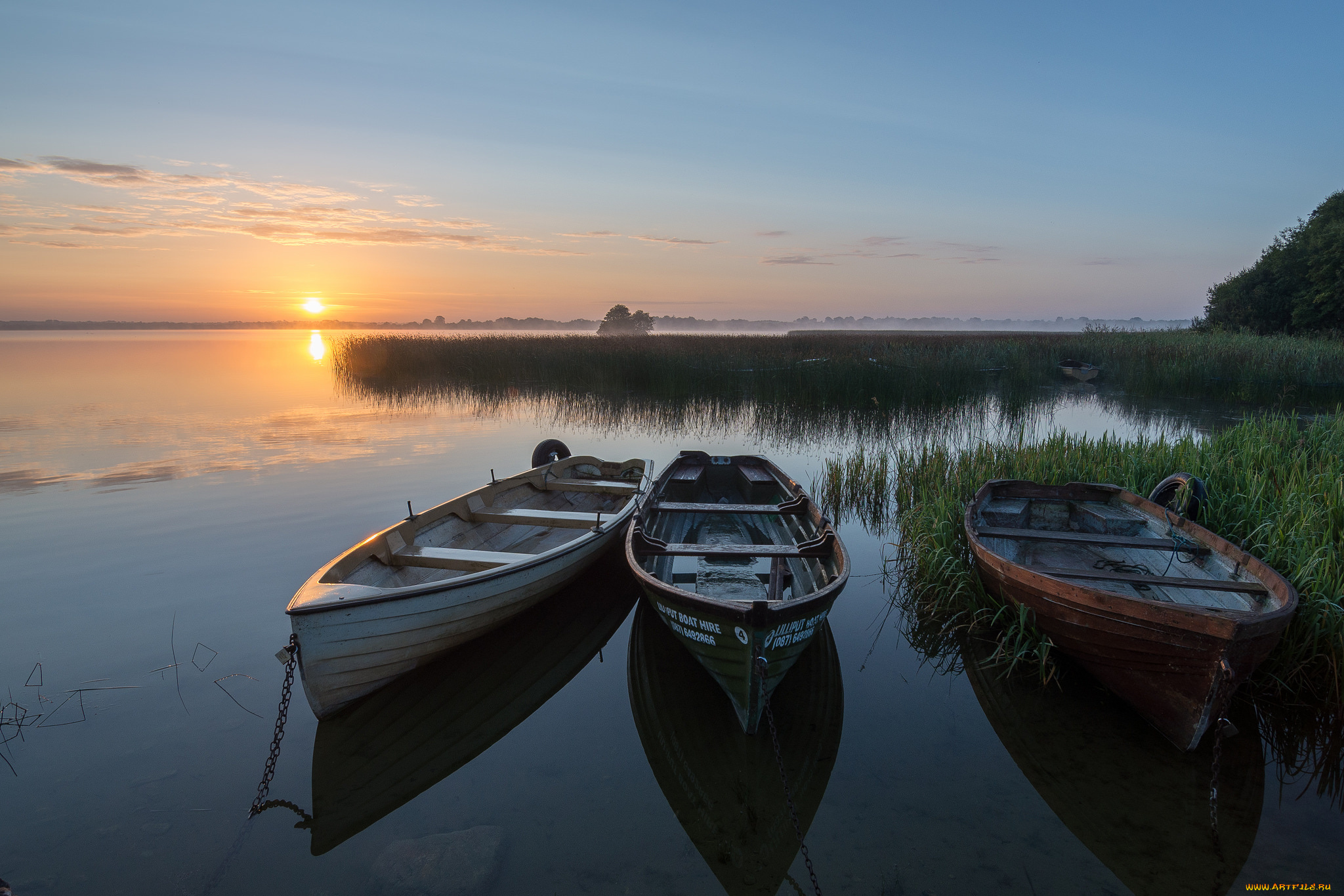 корабли, лодки, , шлюпки, рассвет