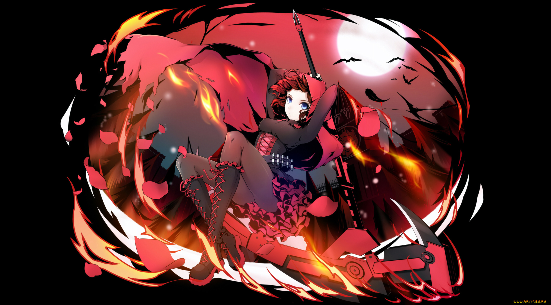 red, , white, , black, аниме, rwby, фон, взгляд, девушка