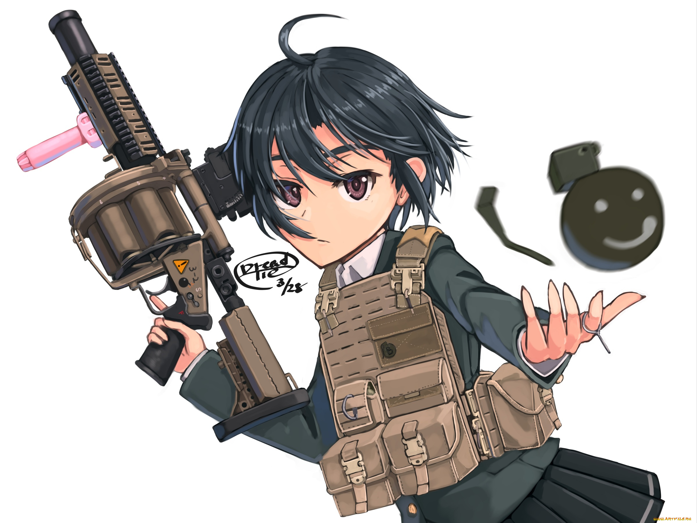 аниме, оружие, , техника, , технологии, dreadtie, девочка, арт