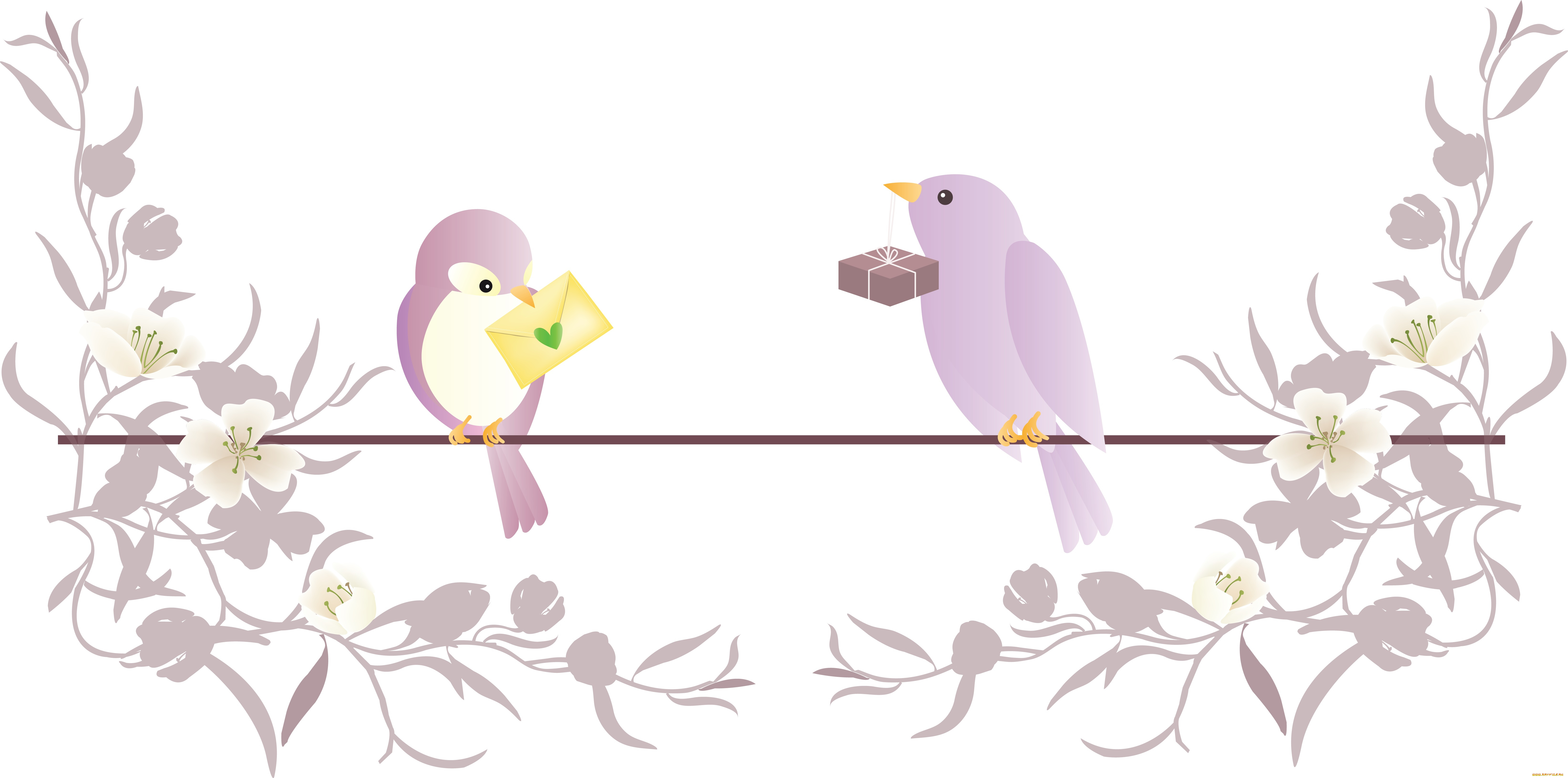 векторная, графика, животные, , animals, цветы, птички, фон