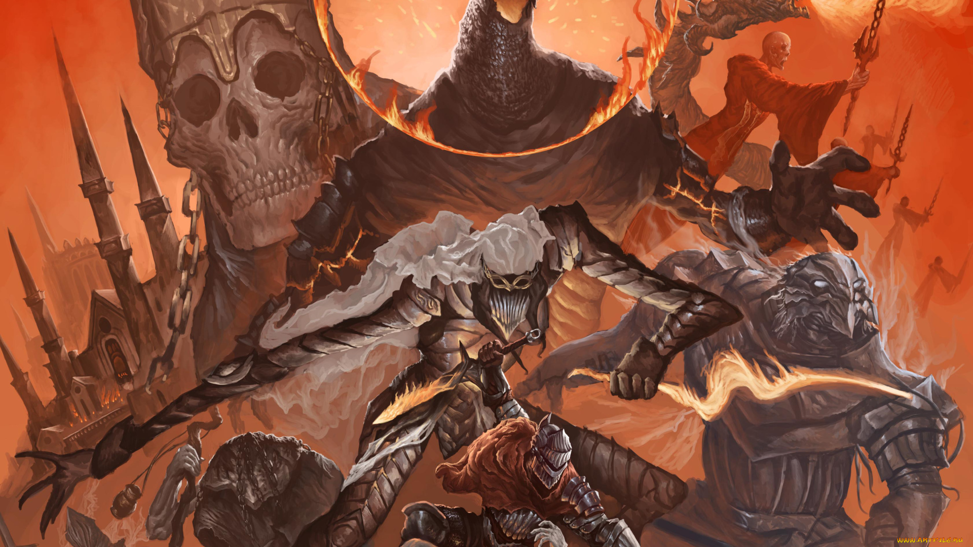 видео, игры, bloodborne, дракон, череп, фон, существо