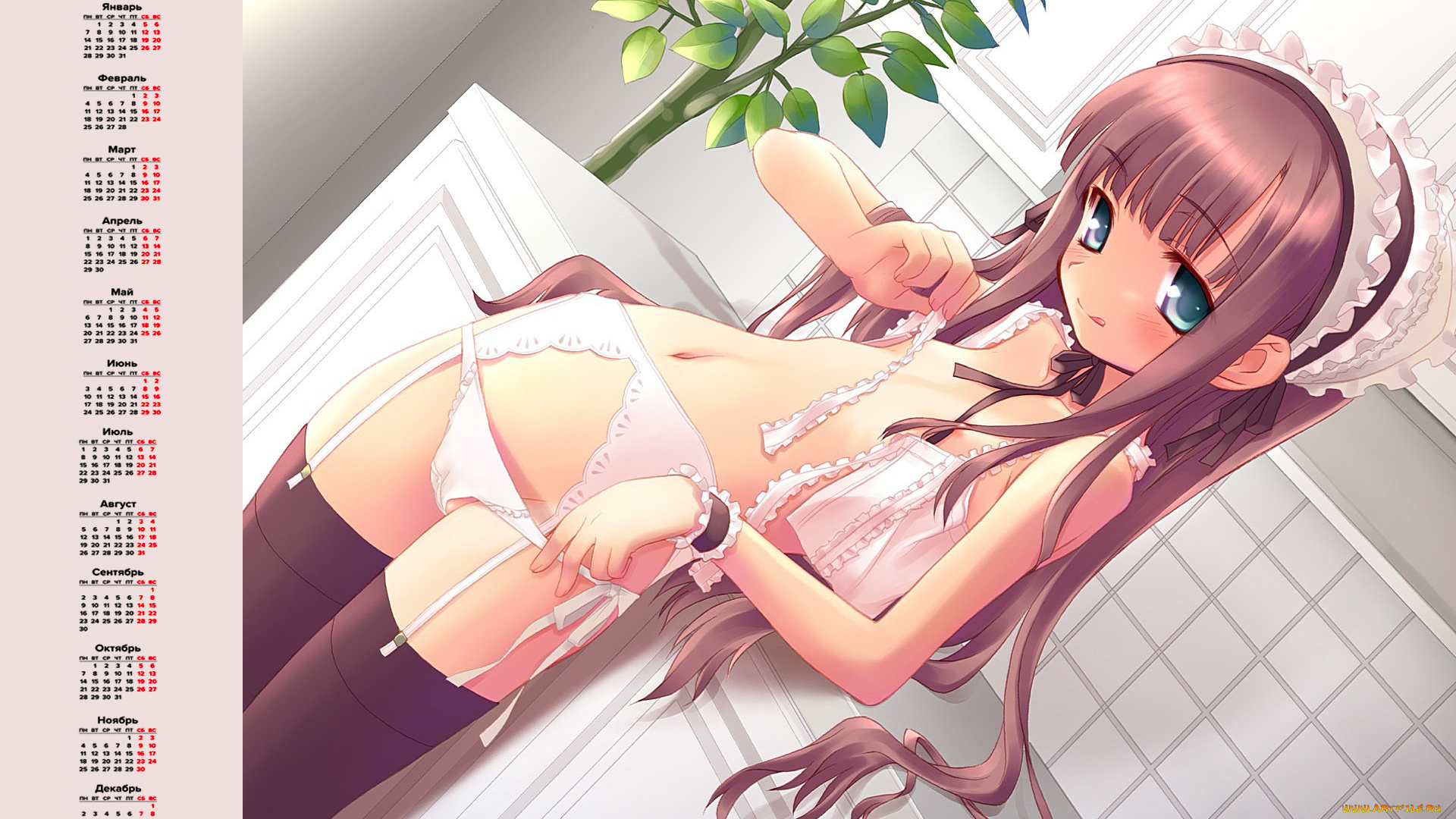 календари, аниме, девушка, взгляд