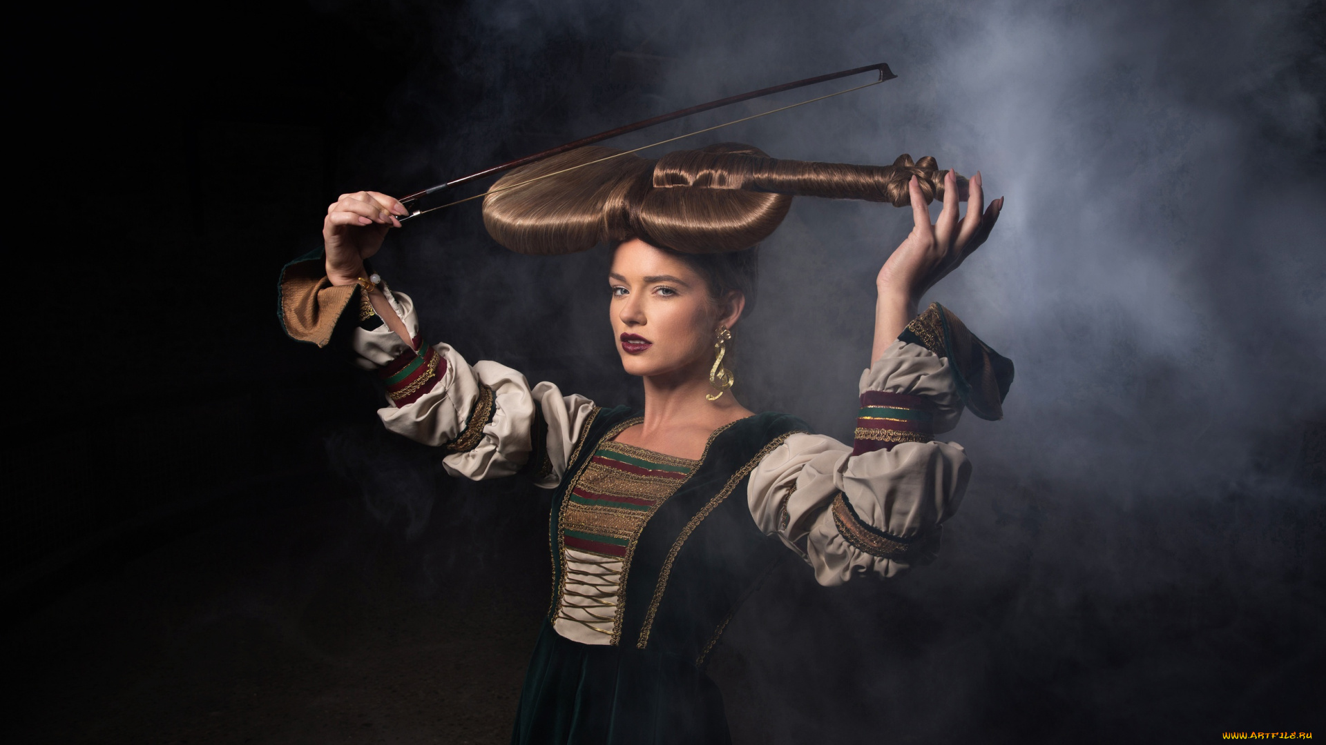 музыка, -другое, причёска, symphony, of, life, девушка, скрипка, волосы