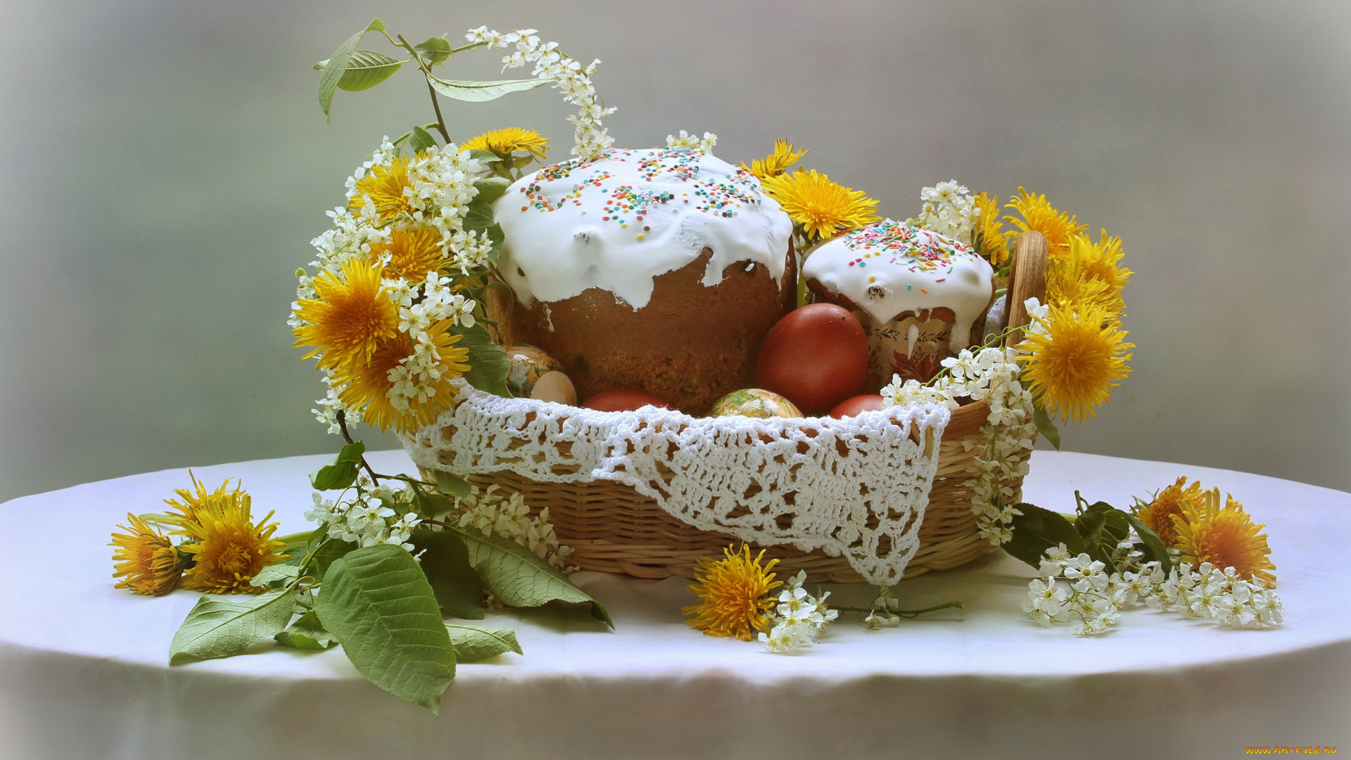 праздничные, пасха, кулич, фон, яйца