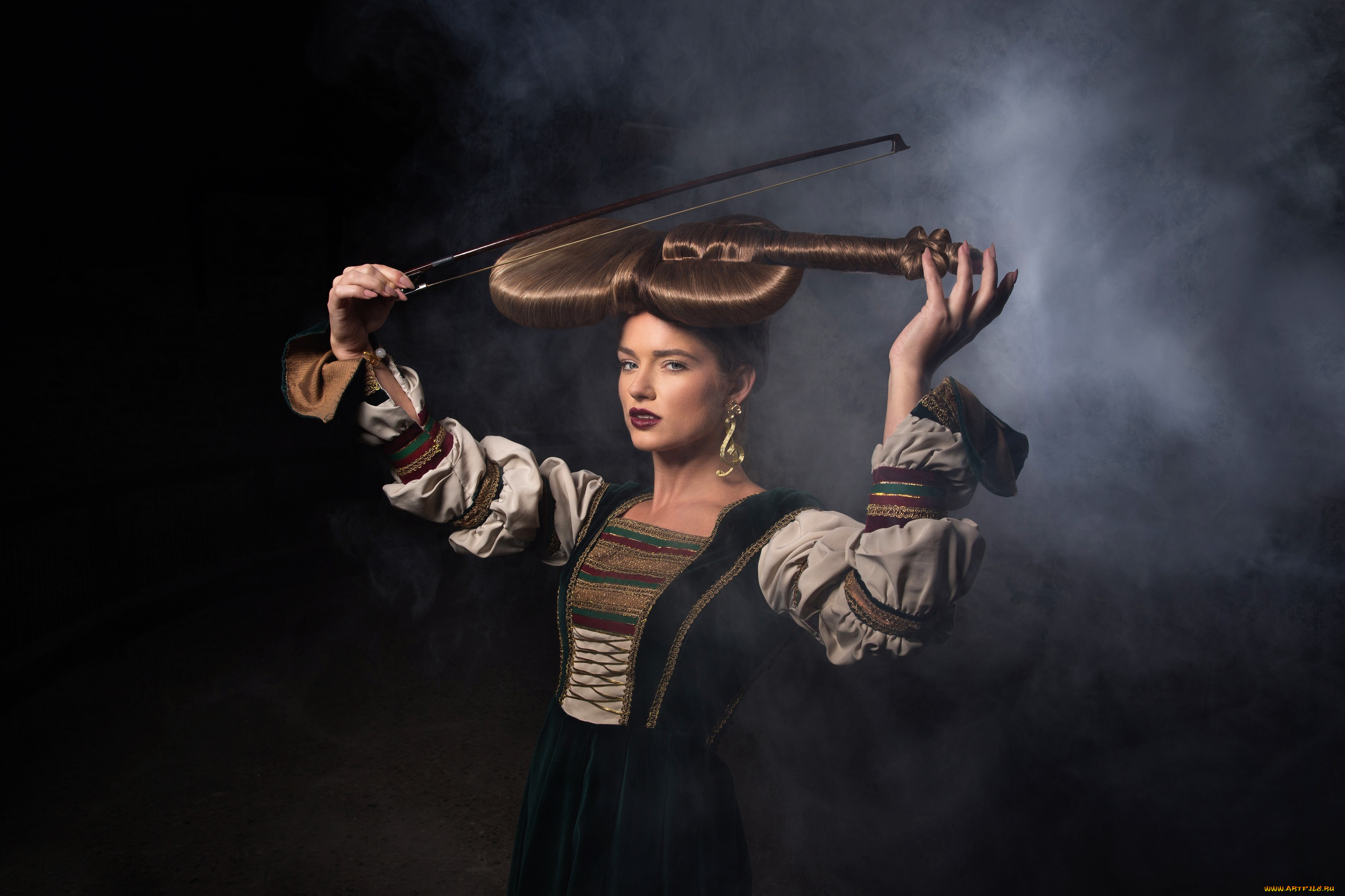 музыка, -другое, причёска, symphony, of, life, девушка, скрипка, волосы