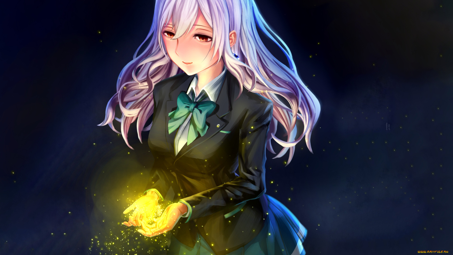 аниме, магия, , колдовство, , halloween, девушка, взгляд, фон