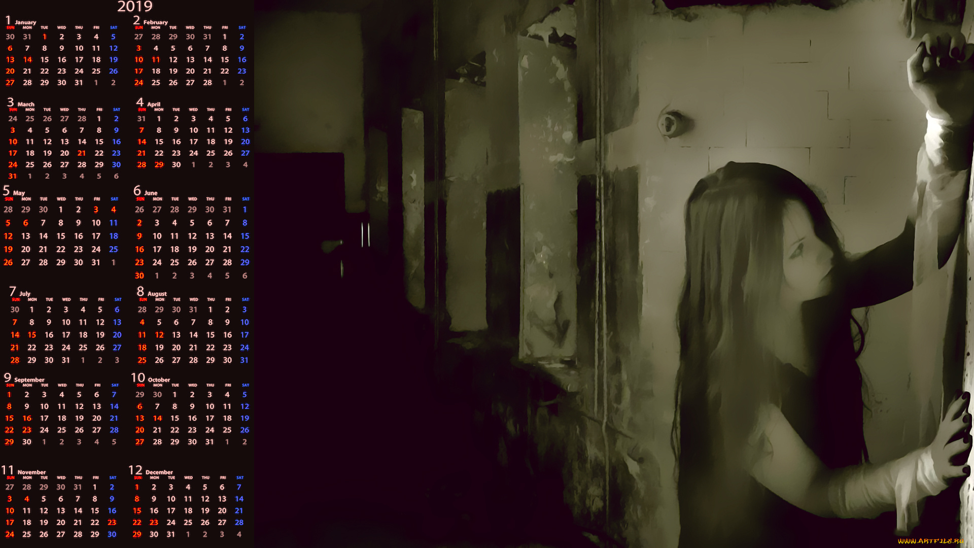 календари, фэнтези, девушка, бинт