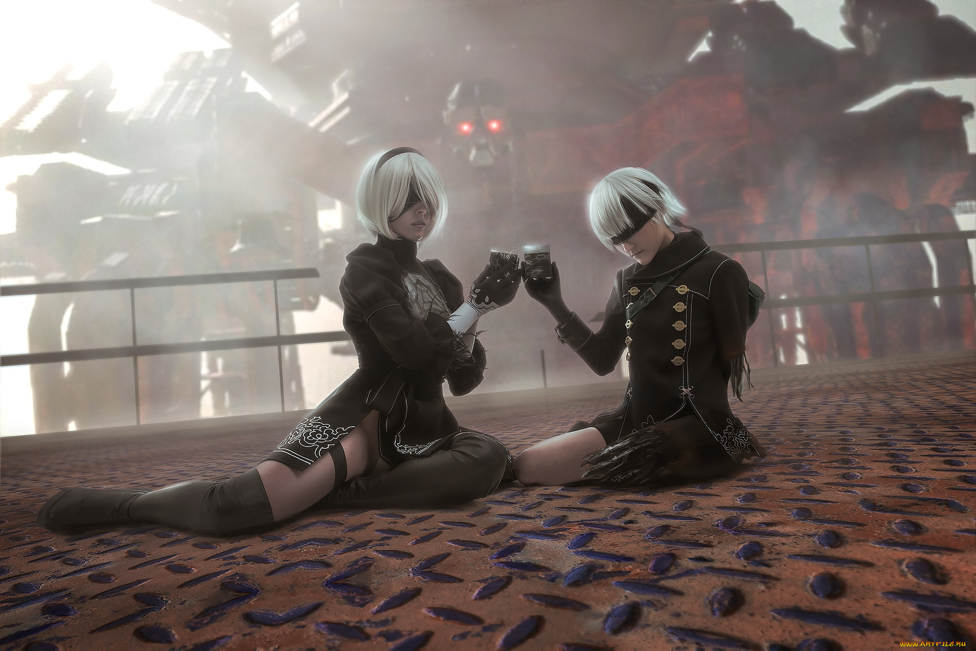 разное, cosplay, , косплей, мужчина, девушка, фон, униформа, повязка