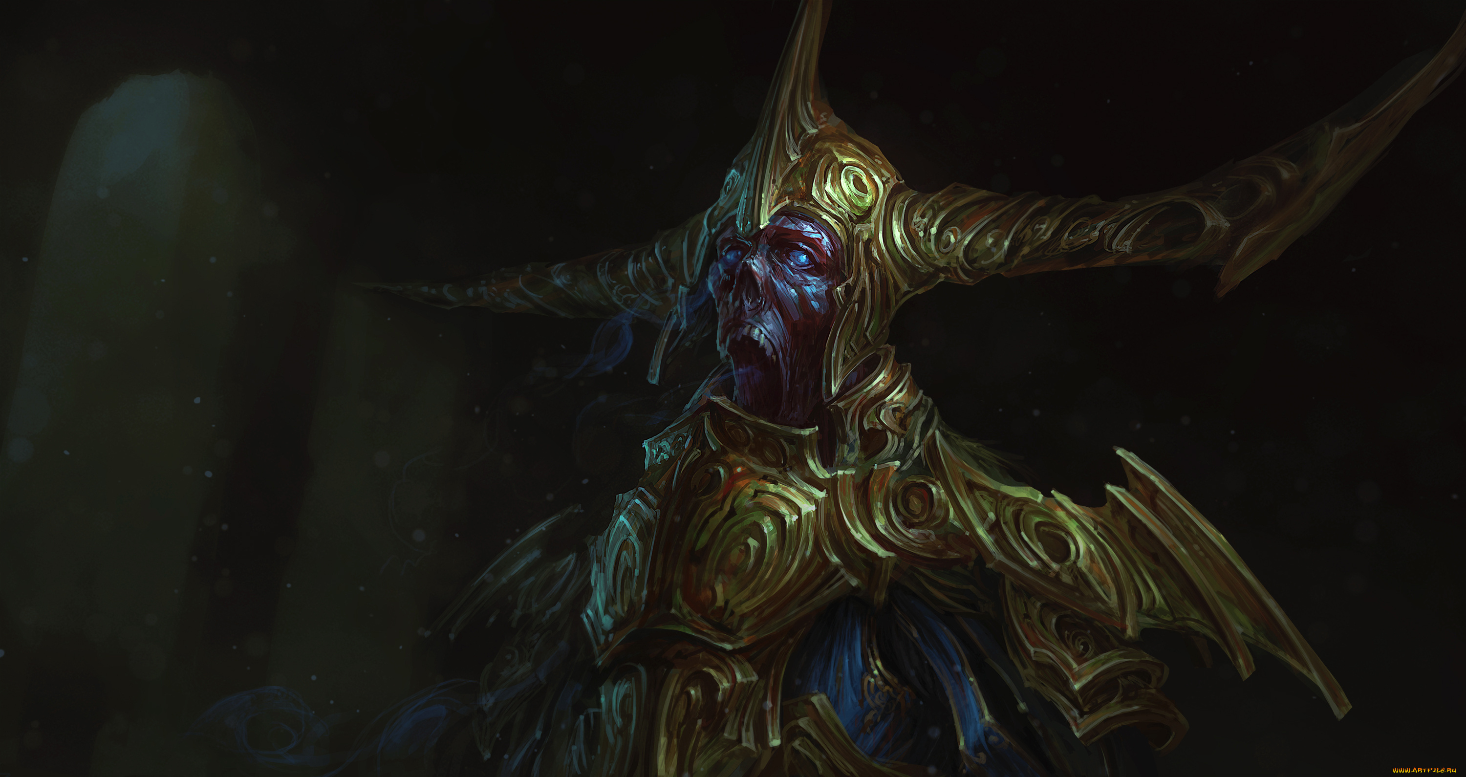 фэнтези, нежить, шлем, фон, существо