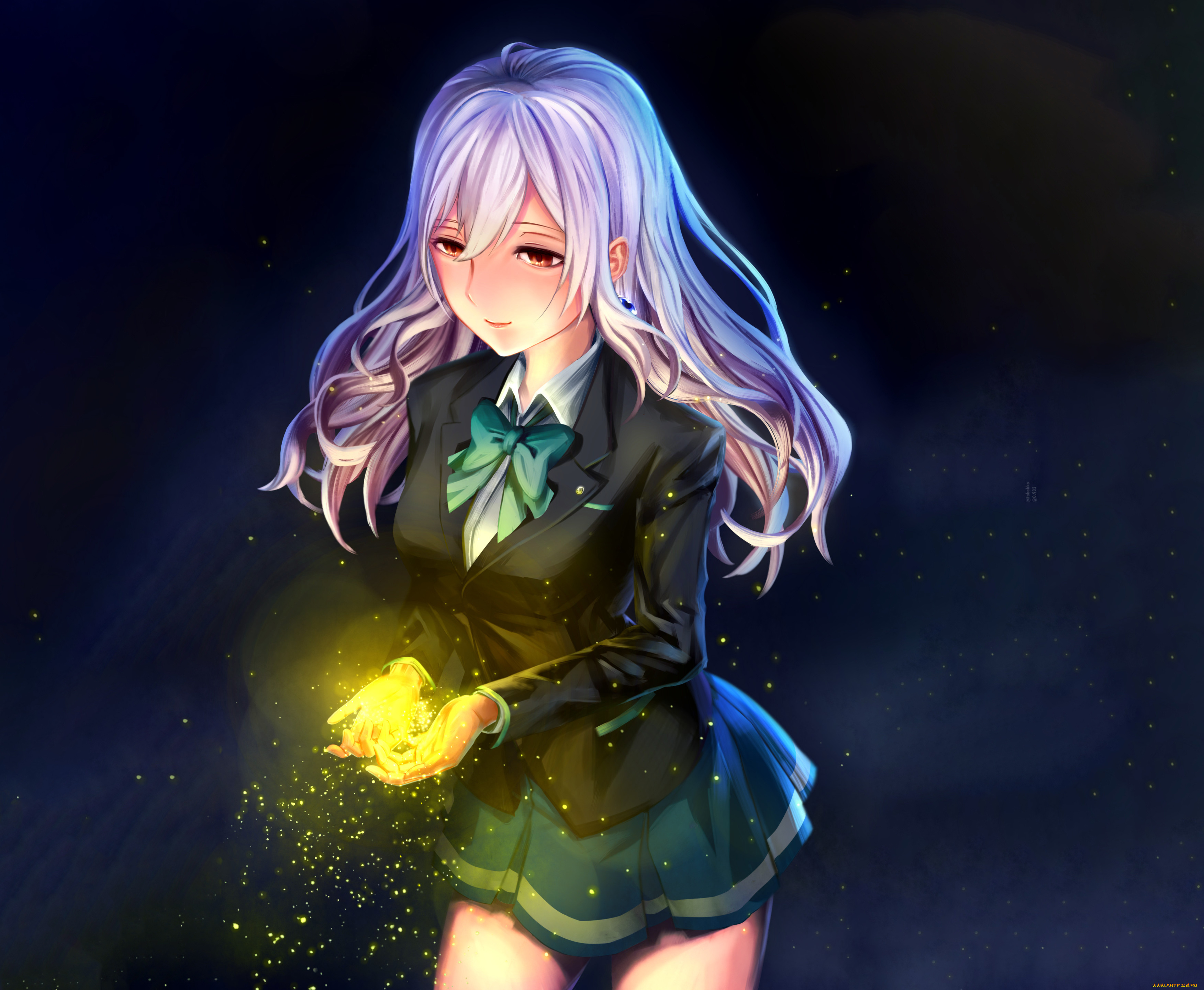 аниме, магия, , колдовство, , halloween, девушка, взгляд, фон