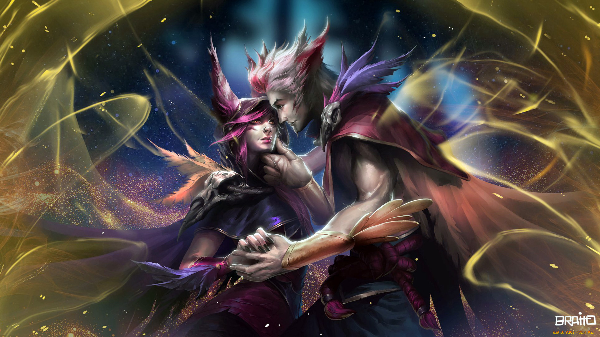 видео, игры, league, of, legends, rakan, xayah, пара