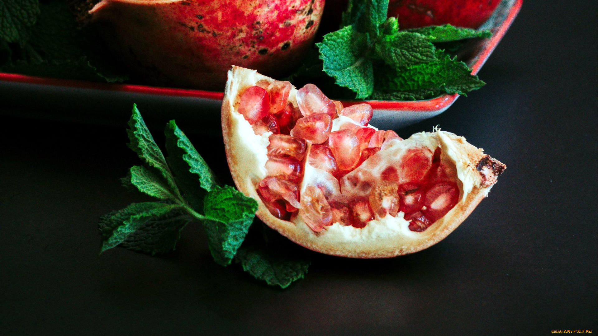 еда, гранат, мята